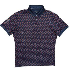 Galvin Green Golf Shirt Short Sleeve Stretch Polo Floral Blue Medium